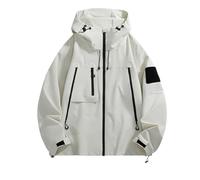 Générique Veste à Capuche Homme mi Saison Coupe Vent d'Extérieur Vestes Décontractée Blouson de Travail Jacket Impermeable Bombers Automne Aviateur Mes Commandes Blanc L