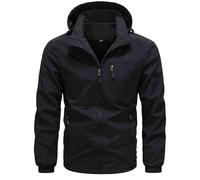 Générique Veste à Capuche Homme mi Saison Coupe Vent d'Extérieur Vestes Légère Blouson Sport Jacket Randonnée Bombers Automne Aviateur Décontractée Anorak Vente Flash Du Jour Et Soldes Noir XL