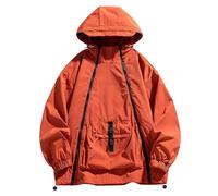 Générique Veste à Capuche Homme mi Saison Coupe Vent d'Extérieur Vestes Loisirs Blouson Leger Jacket Randonnée Bombers Couleur Unie Aviateur Mes Commandes Rouge L