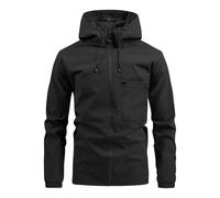 Générique Veste a Capuche Homme mi Saison Coupe Vent Grande Taille Oversize Blouson Impermeable Bombers de Travail Jacket Classique Aviateur Noir XL