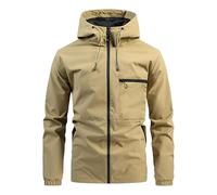 Générique Veste a Capuche Homme mi Saison Coupe Vent Grande Taille Oversize Blouson Impermeable Bombers de Travail Jacket Classique Aviateur Kaki XL