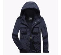 Générique Veste a Capuche Homme mi Saison Coupe Vent Légère Vestes Multipoche Blouson Couleur Unie Jacket Militaire Bombers Tactique Aviateur Vente Flash Du Jour Et Soldes Bleu foncé 5XL