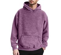 Générique Veste À Capuche Homme Poids Lourd Polaire Capuchon Lavé Pullover Doux Chaud Hiver Poche Avant Décontracté Tenue Chaude Survêtement Homme