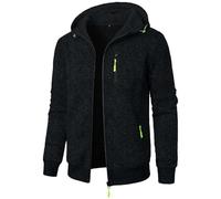 Générique Veste à Capuche Zippée pour Homme Blouson Tricoté avec Poche Poitrine et Poches Latérales Haut de Sport Léger pour Automne Hiver Quotidien Randonnée Entraînement Décontracté