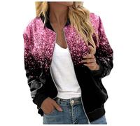 Générique Veste à Paillettes Femme,Veste Imprimé DéContracté à Manches Longues Ouvert sur Le Devant Coupe Ample Blouse D'ExtéRieur LéGèRe Et Confortable (Black XXL)