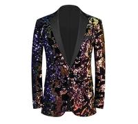 Générique Veste à Paillettes Homme Disco,Veste De Costume Homme Automne-Hiver à Sequins Coupe AjustéE Style DéContracté (Blue, XL)