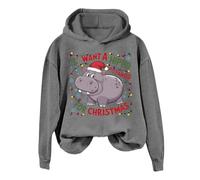 Générique Veste Automne Femme Madame,Je Veux Faire Un Hippopotame avec Un Sweat à Capuche Tout Le Temps(Grey,M)