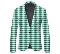 Générique Veste Blazer Homme,Veste De Costume avec Un Sens du Design avec Un Bloc en Forme De Diamant à Grille De Mille Oiseaux C'est Un Costume DéContracté, Tendance Et Beau (Green, XL)