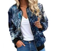 Générique Veste Bomber Femme Legere,Vestes DéContractéEs Quotidiennes Veste DéContractéE ZippéE LéGèRe Manteau Imprimé LéOpard Et Fleuri Col Montant VêTements De Sport Courts (Grey, XXL)