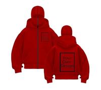 Générique Veste Cagoule Personnalisable pour Hommes Femmes Sweat à Capuche Balaclava Pull Zip Hoodie Moto Masque Anti-Vent pour Sports de Plein Air Vélo Manteau Automne et Hiver Jackets Zippé Rouge S