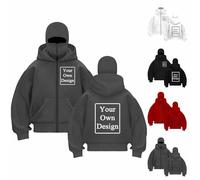 Générique Veste Cagoule Personnalisable pour Hommes Femmes Sweat à Capuche Balaclava Pull Zip Hoodie Moto Masque Anti-Vent pour Sports de Plein Air Vélo Manteau Automne et Hiver Jackets Zippé Gris M