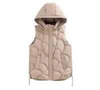 Générique Veste Chat Homme Down Cotton Waistcoat Female Autumn And Winter Shoulders Stand Up Collar Short Of Jacket Hundred Cotton Vest Coat Gilet Capuche Pour Homme (Khaki, XXXXL)