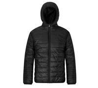 Générique Veste Chaude Homme Hiver - Jacket Homme Hiver Hommes Automne et Hiver Mode décontracté Couleur Unie Poche zippée à Capuche vers Le Bas Coton rembourré Veste Manteau (Black XXL)