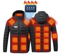 Générique Veste Chauffante Homme Imperméable et Coupe-vent Veste Homme Chauffantes Électrique avec 19 Zones de Chauffage 9600 mAh Batterie Veste Chauffante Femme pour Ski Pêche Randonnée Moto