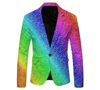 Générique Veste Costume Blazer à Paillette Homme 2024 Veste de Smoking Slim Fit à Bouton Jacket Brillant Outwear Élégant pour Mariage Fête Cosplay Disco Party Club Halloween