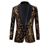 Générique Veste Costume Blazer À Paillette Homme Col Châle Slim Fit Veste De Costume Formel Veston Blazer Casual Elégant Pour Spectacle Ou Fête Déguisée Veste Disco Homme