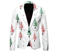 Générique Veste Costume Homme Blazer de Loisirs à Imprimé 3D de Noël avec une Coupe Trendy et un Style Jeune et Dynamique(White, XL)
