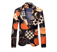 Générique Veste Costume Homme Blazer d'Halloween à Manches Longues avec une Coupe Droite et un Style Audacieux et Amusant(Gold, XXL)