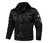 Générique Veste Cuir Homme Véritable Veste Chauffante Homme Bombardier Manteau Homme Hiver Veste Homme Polaire Blousons Homme Aviateur Blouson Moto Homme Chaude Et Épaisse Manteaux Homme Bouton