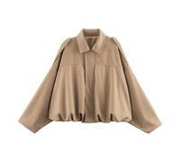 Générique Veste Daim Femme Oversize Léger Faux Suede Bomber Veste Manteau Manches Longues Vestes En Cuir VêTements De Rue Casual Outwear Bombers Blouson Mi Saison Blousons Et Manteaux