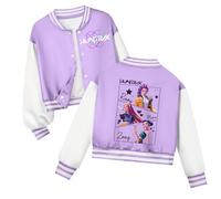 Générique Veste de baseball pour enfant fille Pull H-Huntrix Vintage Anime Manches longues Varsity Bomber Veste de survêtement Veste d'extérieur demi-saison 3-14ans