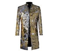 Générique Veste De Costume Homme,NœUd Papillon à Paillettes Style DéContracté IdéAl pour Les Spectacles avec Une Veste De Costume à Manches Longues (Gold2, M)