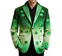Générique Veste de Costume Homme Saint-Patrick - Style Irlandais Luck of The Irish avec Motif Trèfle, Veste Boutonnée pour Mariage, Cérémonie & Carnaval