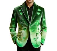 Générique Veste de Costume Homme Saint-Patrick - Style Irlandais Luck of The Irish avec Motif Trèfle, Veste Boutonnée pour Mariage, Cérémonie & Carnaval