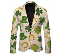 Générique Veste de Costume Homme Saint-Patrick - Style Irlandais Luck of The Irish avec Motif Trèfle, Veste Boutonnée pour Mariage, Cérémonie & Carnaval