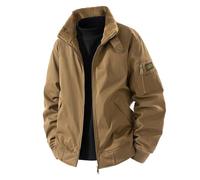 Générique Veste de Travail en Toile Lourde Délavée avec Doublure Sherpa Homme, Blouson Polaire Chaude Hiver Bomber Militaire, Manteau Coupe-vent Parka Multi-Poches Décontractée pour Randonnée Outdoor