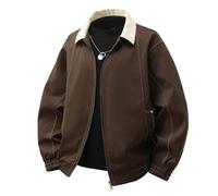 Générique Veste De Travail Vintage pour Homme Manteau Décontracté Ample À Col Revers Et Fermeture Éclair Blouson Aviateur Bombardier Trench-Coat Streetwear Tendance pour Homme