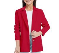 Générique Veste De Ville Pour Fille, Haut Manches Longues Col Cranté, Poche Intérieure, Ouverture Devant, Tenue Élégante Et Décontractée, Parfait Pour L’école, 6 À 14 Ans