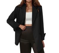 Générique Veste décontractée pour femme ample coréenne moderne surdimensionnée à pour les sorties bureau et les vacances (Black, XL)