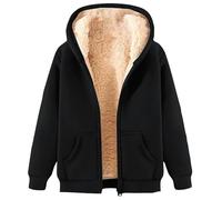 Générique Veste d'hiver Chaude en Polaire pour Femme Sweat-Shirt à Capuche Imprimé pour Femme, Col à Capuche, Manches Longues, Poche Col Rond Manches Longues Haut Couleur Unie Gilets Et Sweats Femme