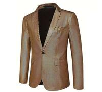 Générique Veste Disco Homme Brillante,Veste De Costume pour Homme Tendance DiscothèQue DoréE SoiréE CinéMa Costume pour Homme (Gold, S)