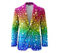 Générique Veste Disco Homme Brillante,Veste éLéGante en Velours CôTelé BrodéE De Sequins Scintillants IdéAle pour Les FêTes Les Occasions Formelles Et DéContractéEs (Multicolour, 2XL)