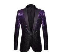 Générique Veste Disco Homme Paillette,Veste De Costume pour Homme à Sequins DéGradéS De Couleurs De Style DéContracté IdéAle pour Les FêTes Et Les Spectacles (Purple XS)