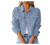 Générique Veste en jean élégante pour femme - Blanche Boléro noir Taille 50 Pour mariage Vestes d'été légère Stretch Courte Printemps été