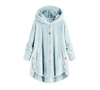 Générique Veste en peluche chaude pour femme Button Manteau en peluche Vestes polaire Décontractée Col montant Manches longues Veste polaire courte Manteau d'hiver douillet Automne hiver