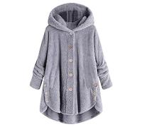 Générique Veste en peluche chaude pour femme Button Manteau en peluche Vestes polaire Décontractée Col montant Manches longues Veste polaire courte Manteau d'hiver douillet Automne hiver