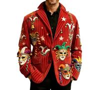 Générique Veste en velours côtelé à motif clown de cirque - Veste tendance avec un imprimé unique, idéale pour une tenue décontractée ou habillée (Red, S)