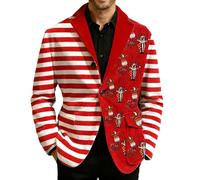 Générique Veste en velours côtelé imprimé clown de cirque, style carnaval festif, pour occasions formelles et décontractées (Red, S)