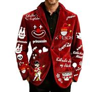 Générique Veste en velours côtelé imprimée clown de cirque - Idéale pour une soirée chic et décontractée (Red, L)
