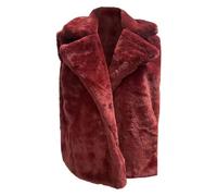 Générique Veste Fausse Fourrure,Gilet Ouvert à Faux Col pour Une Veste Courte éLéGante sans Manches Manteau DéContracté Chaud Doublé en Polaire (Red XXXL)