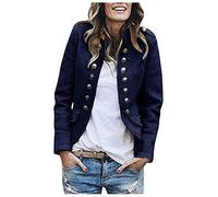 Générique Veste Femme Chic et Elegant Boutons Officier Décontractée Manches Longues Couleur Unie Gothique Halloween Courte Business Slim Fit Tailleur de Soirée Autumne Hiver