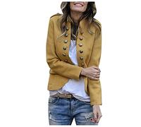 Générique Veste Femme Chic et Elegant Boutons Officier Décontractée Manches Longues Couleur Unie Gothique Halloween Courte Business Slim Fit Tailleur de Soirée Autumne Hiver