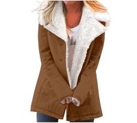 Générique Veste Femme Hiver Manteau Femme Hiver Chic Manteau Décontracté Blouson De Voyage Coats Décontractée Durable Et Chaude Trench Couleur Unie À Capuche Doudoune Mi-Longue Brun XL