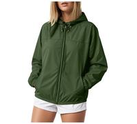Générique Veste Femme Imperméable à Capuche Softshell Printemps Automne Outdoor 2025 Randonnée Manteau Manches Longues Blouson De Sport Couleur Unie avec Zippé Veste De Sport D'extérieur (L)
