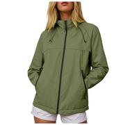 Générique Veste Femme Imperméable à Capuche Softshell Printemps Automne Outdoor 2025 Randonnée Manteau Manches Longues Blouson De Sport Couleur Unie avec Zippé Veste De Sport D'extérieur (XL)