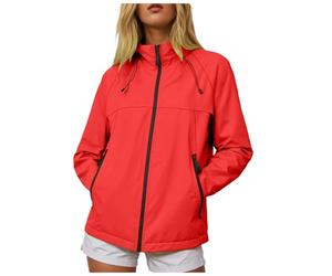 Générique Veste Femme Imperméable à Capuche Softshell Printemps Automne Outdoor 2025 Randonnée Manteau Manches Longues Blouson De Sport Couleur Unie avec Zippé Veste De Sport D'extérieur (f-Red, XL)